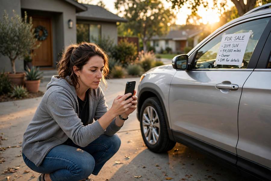 Taking listing photos with a phone, a critical step in how to sell a car for top dollar