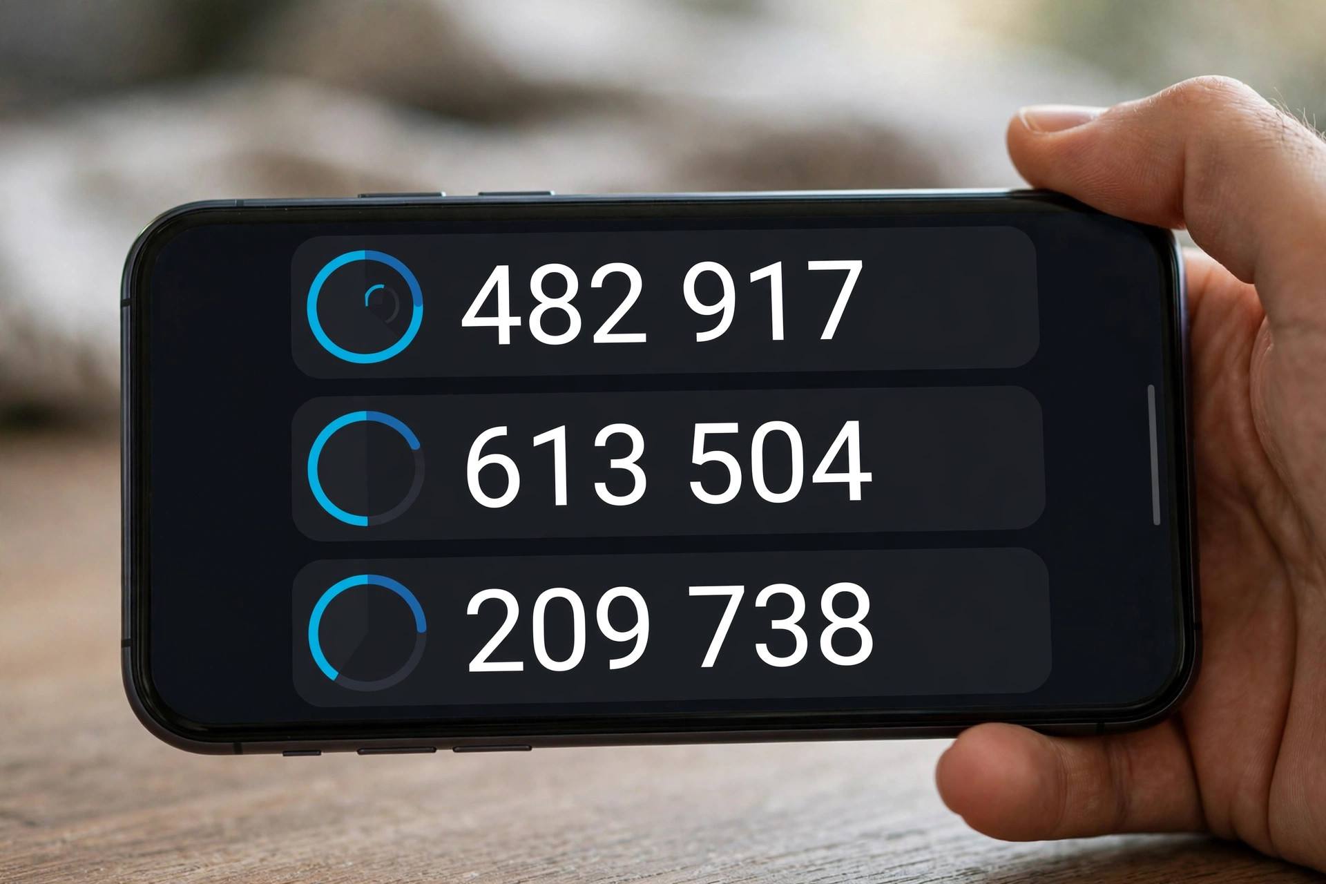 Person entering two factor authentication code on smartphone