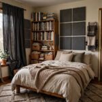 How to Soundproof a Room Cheaply: 12 Budget Fixes Cozy bedroom with thick rug curtains and bookshelf reducing noise