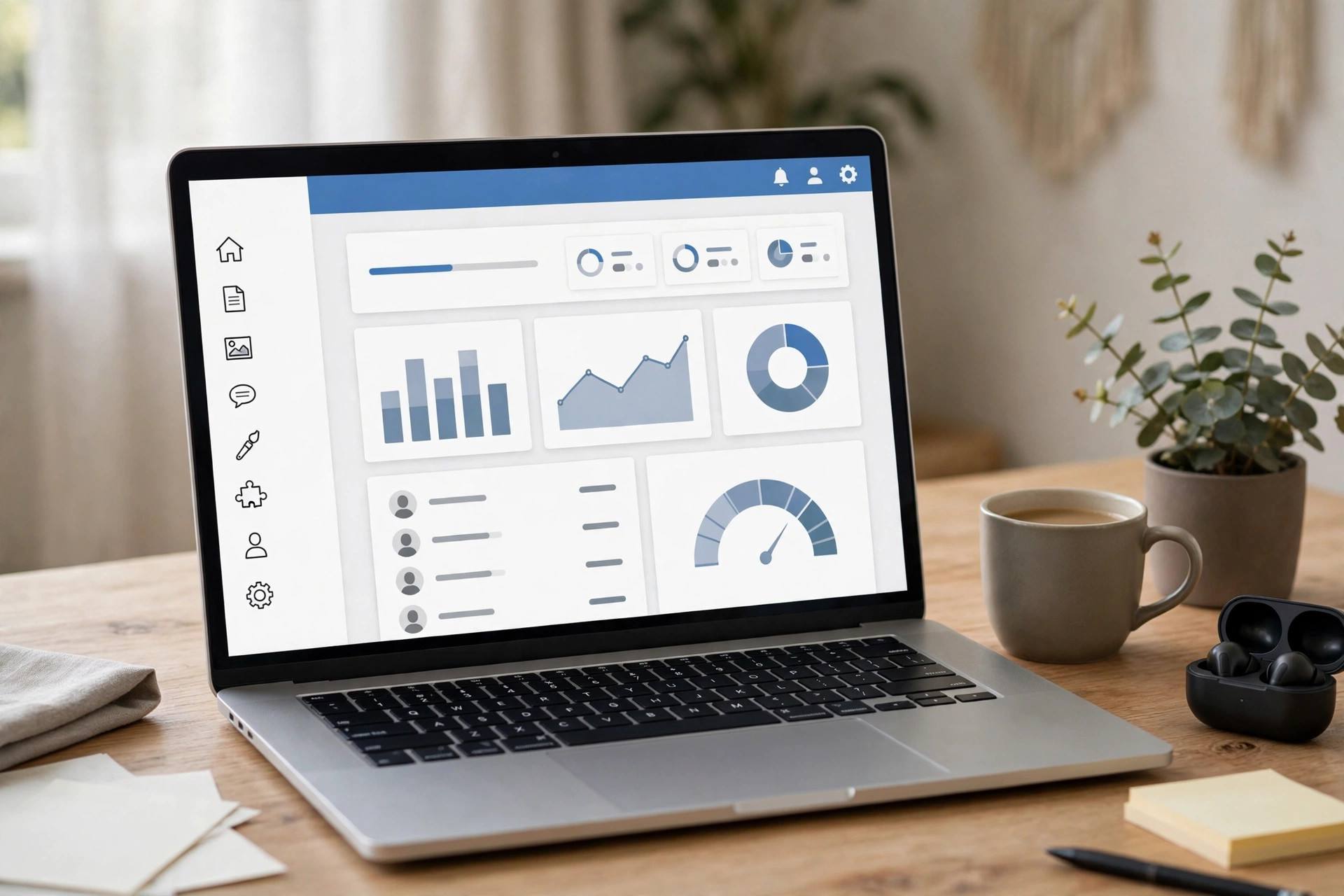 Laptop showing WordPress dashboard with a new blog being set up