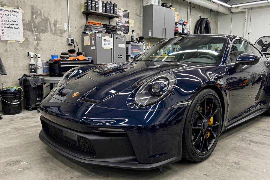Luxury car with premium ceramic coating finish in studio