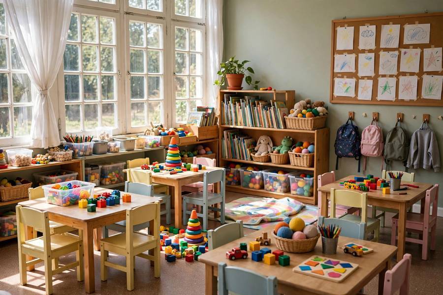 Daycare classroom setup showing how to start a daycare with proper learning environment