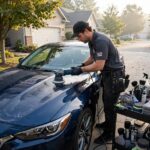 How to Start a Detailing Business With No Experience: The Zero-to-Booked Playbook Mobile detailer polishing a car, illustrating how to start a detailing business with no experience