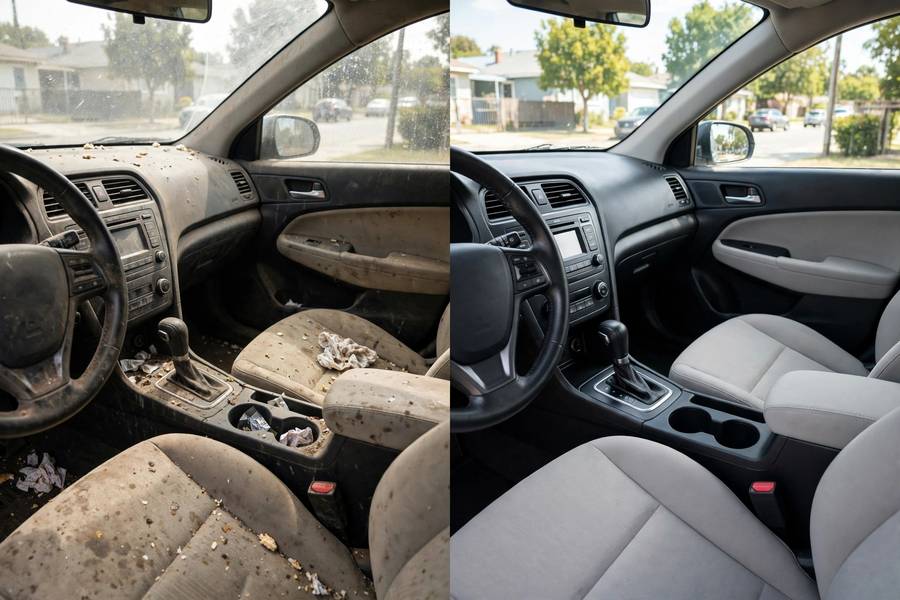 Finished car interior result showing how to start a detailing business with no experience quality work