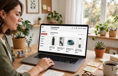 Managing a dropshipping store from a home office laptop