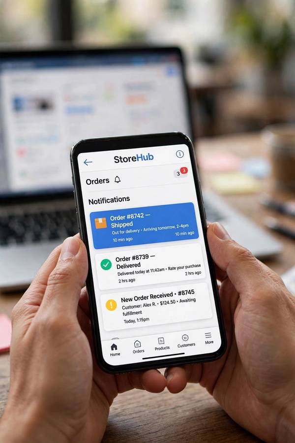 Dropshipping order notifications on a smartphone