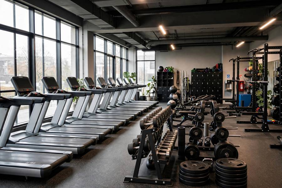 Modern gym interior showing how to start a gym with proper equipment layout