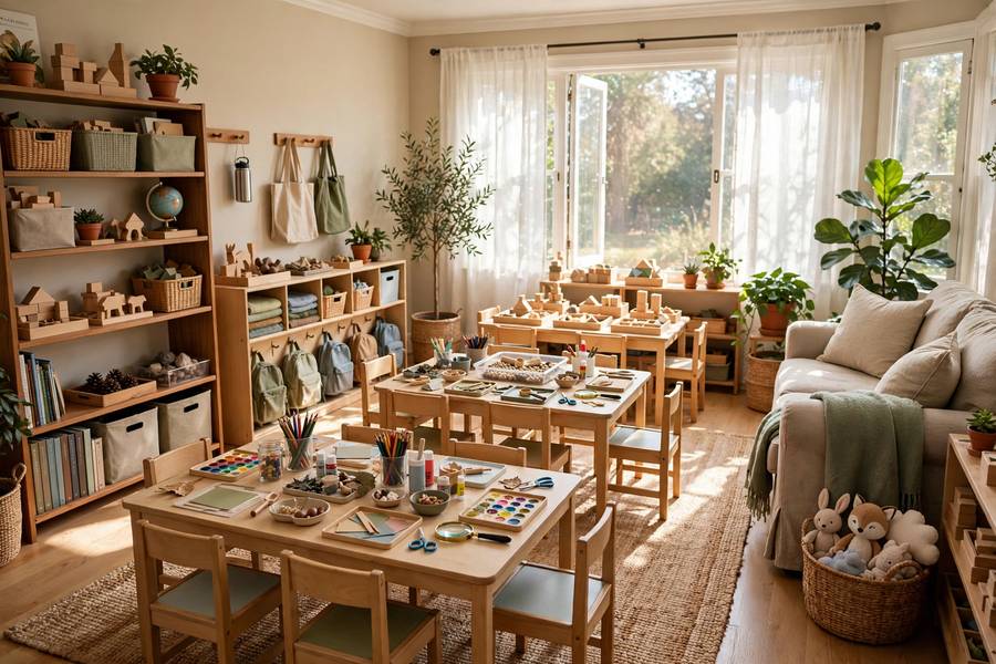 Home living room converted to preschool for how to start a preschool from home