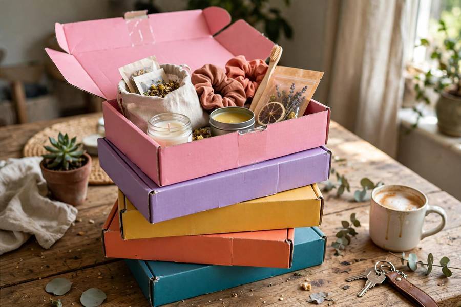 Curated subscription boxes showing how to start a subscription box business products