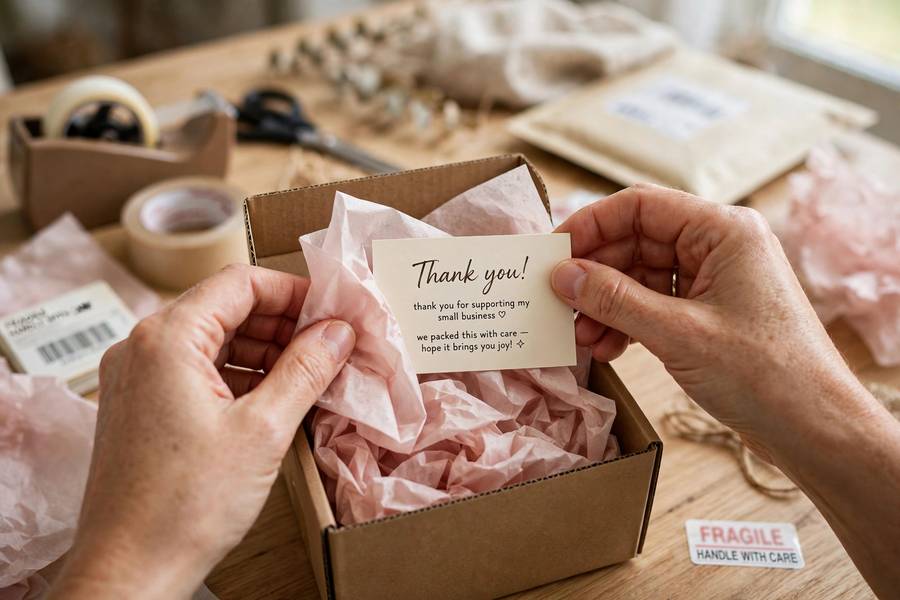 Packing an online order for shipping