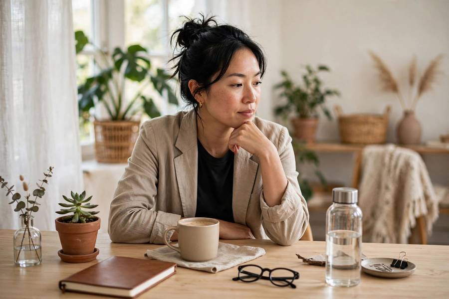 Entrepreneur working from home in a bright room