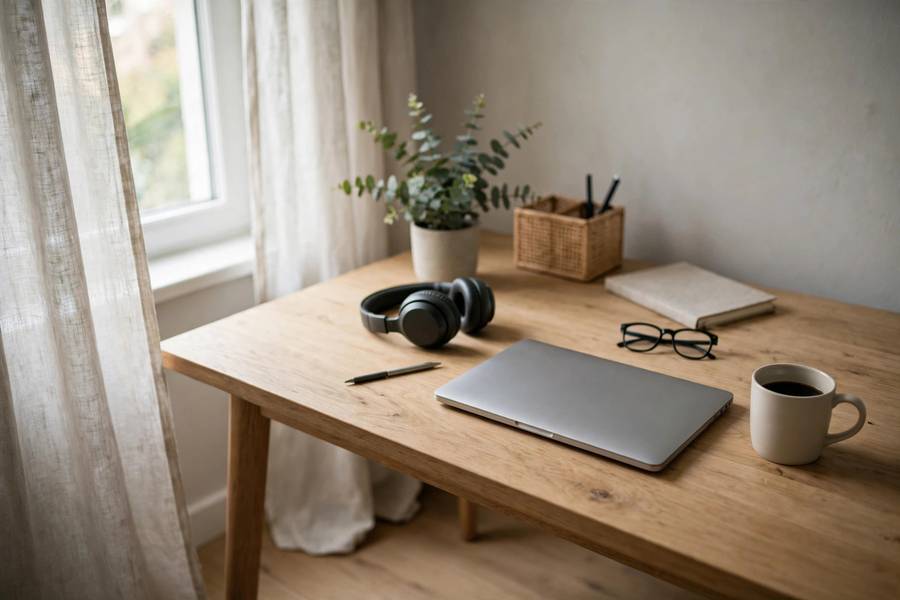 Home office setup with minimal equipment