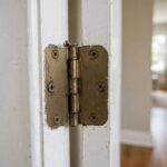 How to Stop a Door From Squeaking (Ranked: Which Household Fix Lasts Longest) Close-up of a squeaky interior door hinge on a white wooden door in a home hallway