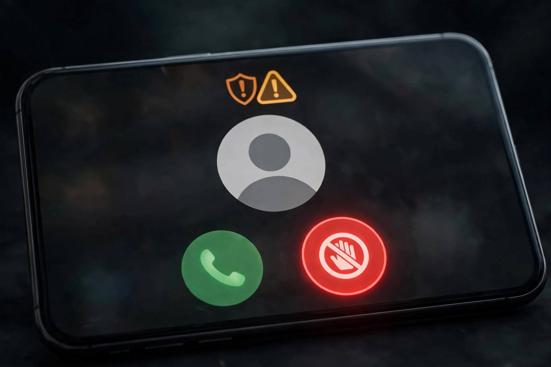 Smartphone screen showing an incoming suspected spam call with block option highlighted