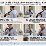 How to Tie a Tie Step by Step: Master the Four-in-Hand Knot Man tying a necktie in front of a bathroom mirror, step-by-step tutorial
