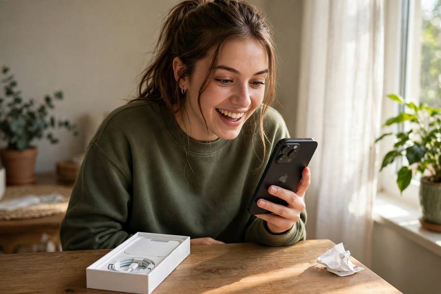 Unboxing a new iPhone before transferring data from the old one