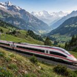 A high-speed train crossing the Swiss Alps — learning how to use a Eurail pass opens up routes like this