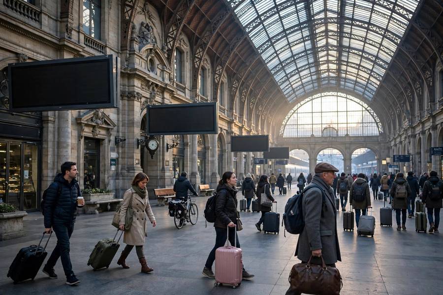 A grand European station at dawn — reservations and timetables are key to how to use a Eurail pass well