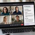 How to Use AI for Meeting Notes Video conference with AI notetaker generating a live summary