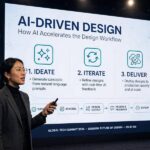 How to Use AI for Presentations That Actually Land Presenter delivering a talk with slides created using AI for presentations