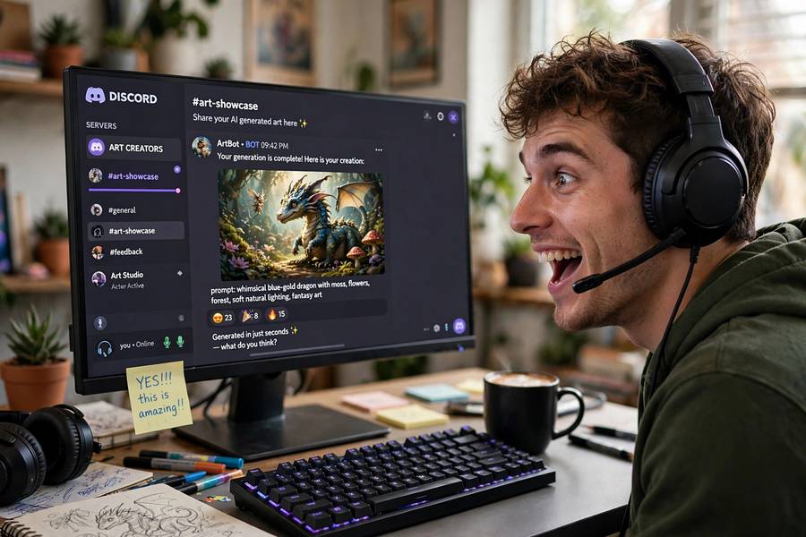 User's first images while learning how to use Midjourney on Discord