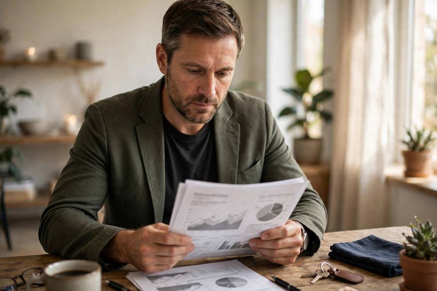 Business owner reviewing valuation report before sale