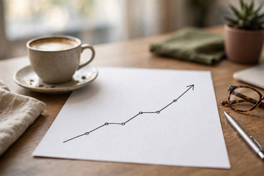 Growth chart showing increasing business value over time