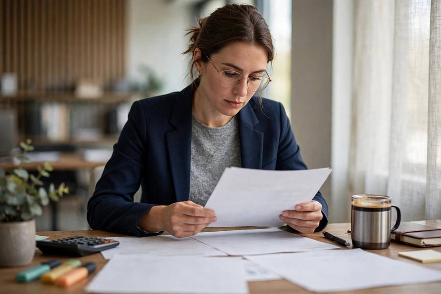 Financial analyst reviewing profit and loss statements
