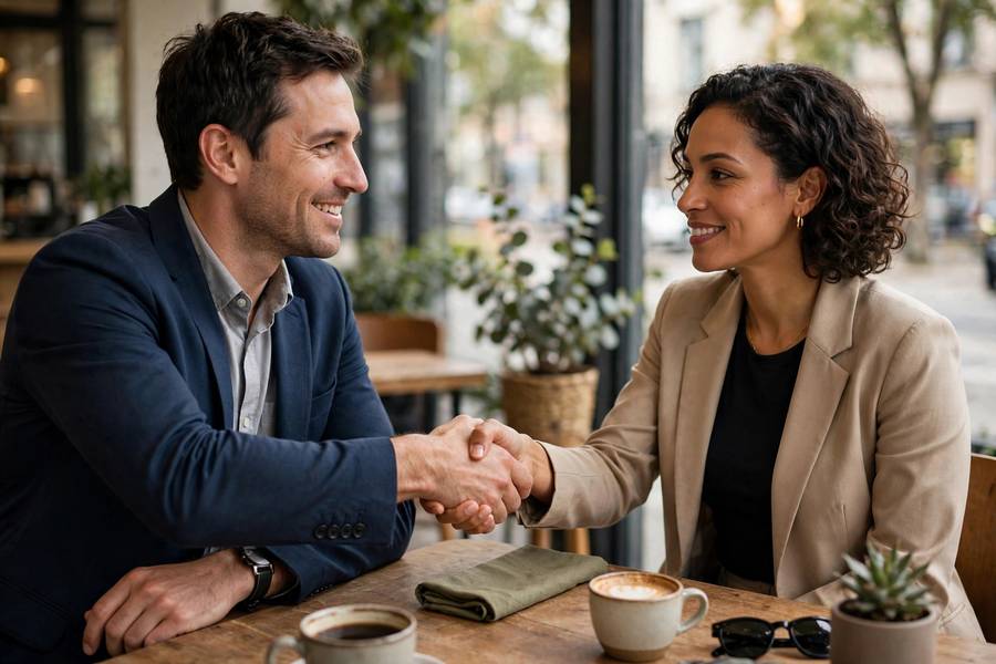 Handshake finalizing business sale at fair market value