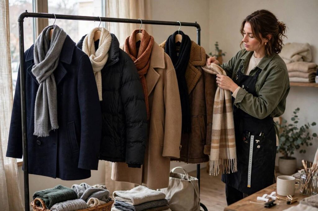 Stylist guide to wearing a scarf with a winter coat by collar type