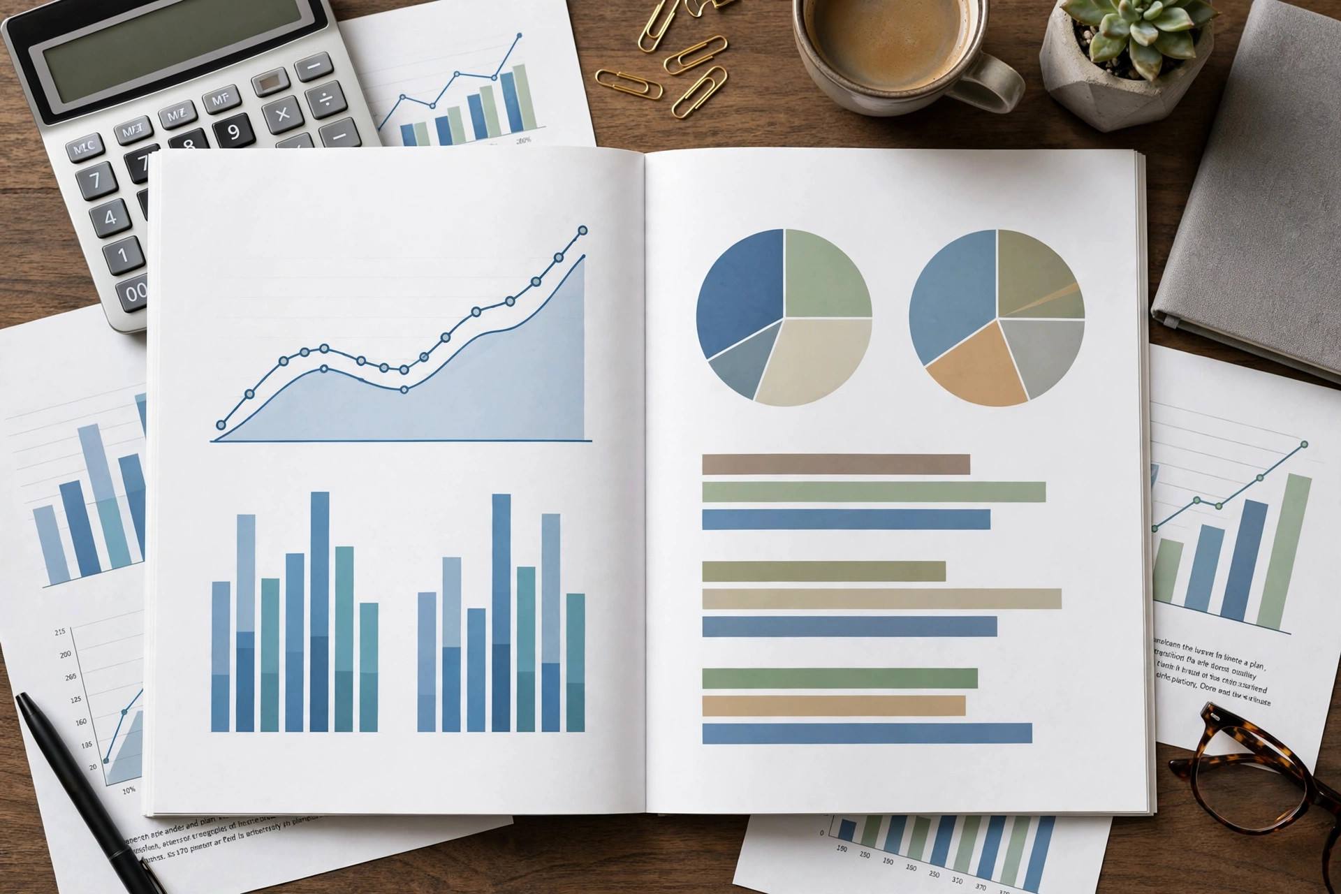 Business plan document with charts and financial projections