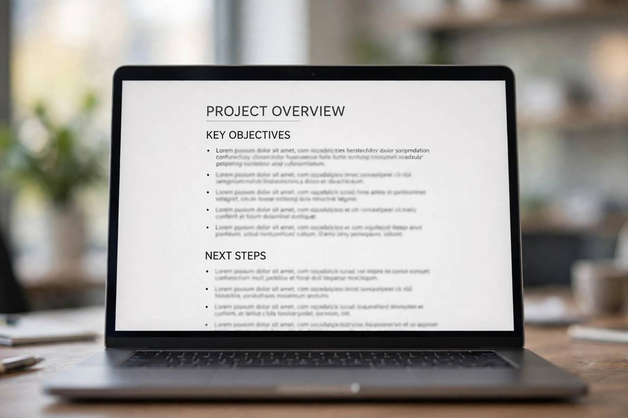 Close-up of a well-formatted job description on a laptop screen