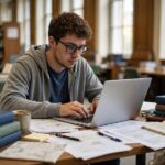 How to Write a Research Paper Introduction (With Examples) Graduate student writing a research paper introduction in a university library