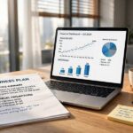 How to Write a Business Plan: What Banks and Investors Actually Read Business plan document and laptop on a desk for how to write business plan