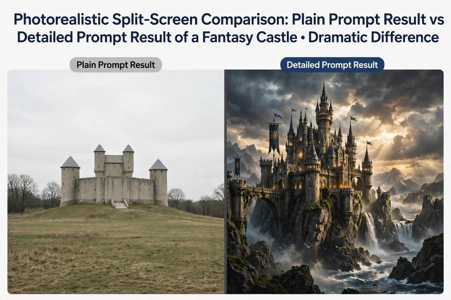 Comparison showing why learning how to write Midjourney prompts matters