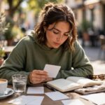 How to Learn a New Language Faster (Realistically) How to learn a new language faster: person studying Spanish vocabulary with flashcards and a notebook at a cafe