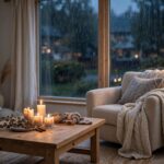 Hygge Lifestyle: The Danish Art of Cozy Living Candlelit Scandinavian living room with knit blanket and warm lamp glow — hygge lifestyle