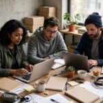 What Is a Startup? A Blunt Definition for Founders What is a startup: small founding team working around a table covered with laptops and notes in a modest office