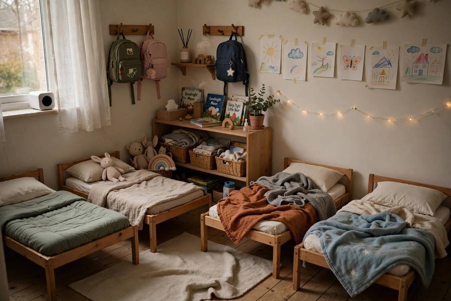 Peaceful nap room setup in in-home daycare