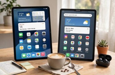 iPad vs Android tablet side-by-side comparison on a desk