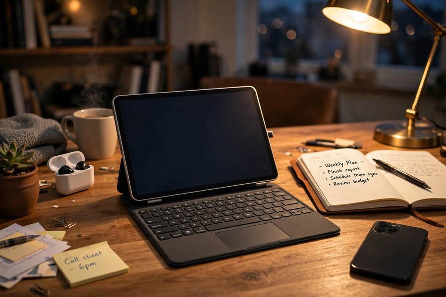 Tablet with keyboard attachment used as a lightweight laptop replacement