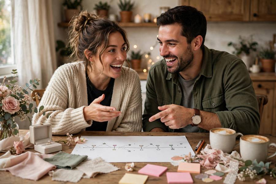 Couple planning wedding on short timeline