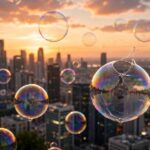 Is AI in a Bubble Right Now? How to Judge for Yourself Is AI in a bubble right now — soap bubbles over a skyline symbolizing market froth