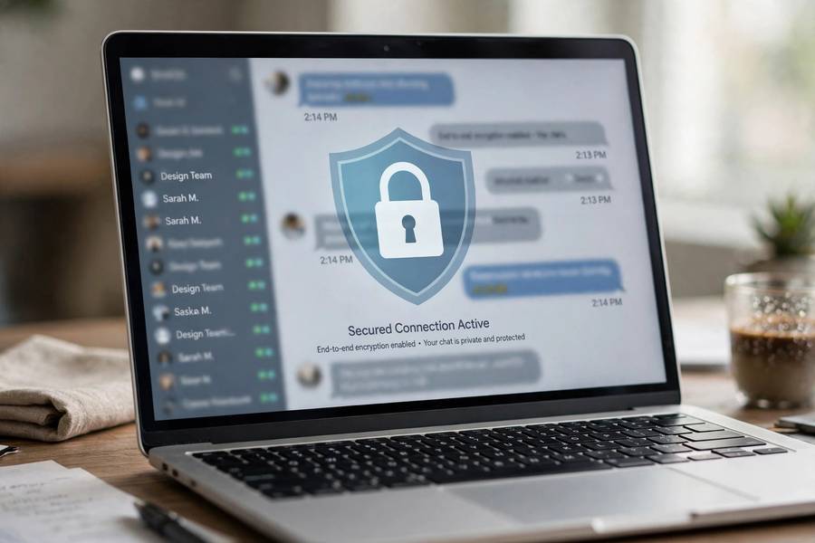 A padlock icon representing chat privacy and security
