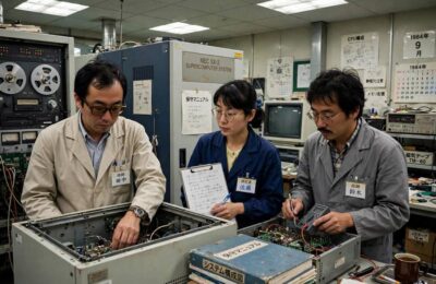 Japanese engineers working on Fifth Generation computer prototypes in the 1980s