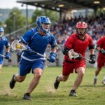Men's lacrosse game action on the field with players and sticks — featured image for lacrosse penalties explained