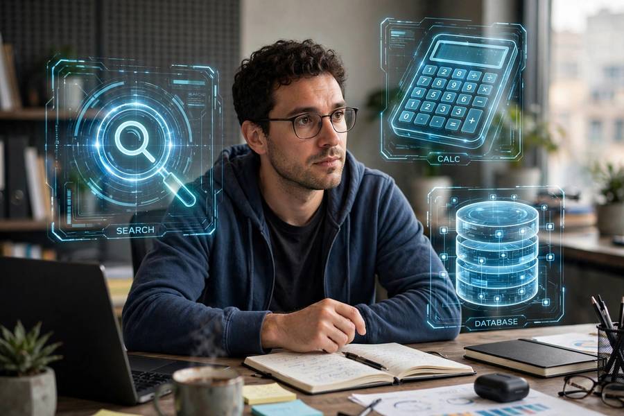 LangChain agent using multiple tools like search, calculator, and databases