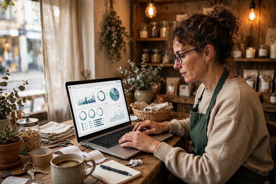 A business owner using no-code AI automation
