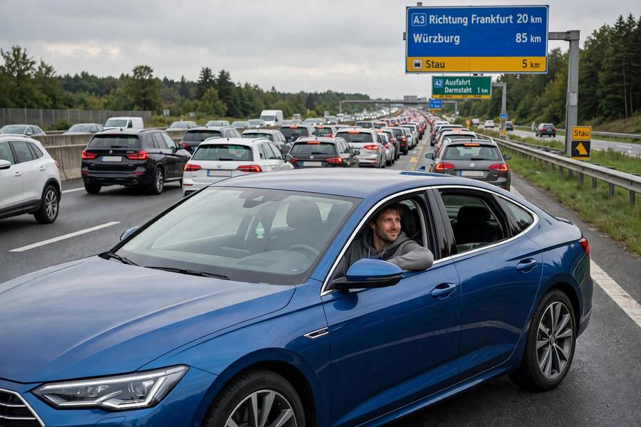 Traffic jam scenario where Level 3 autonomy cars can operate hands-free