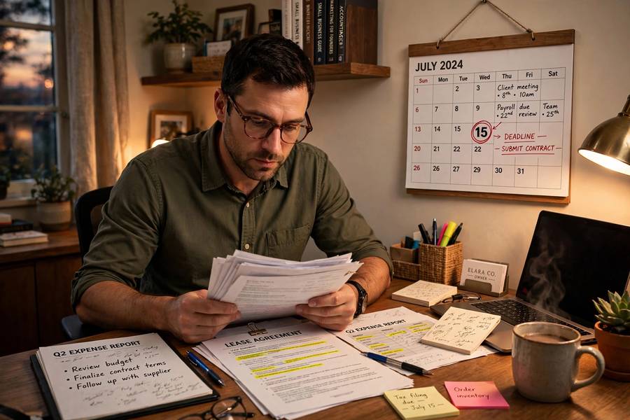 Tracking deadlines for LLC annual report requirements by state on a home office calendar